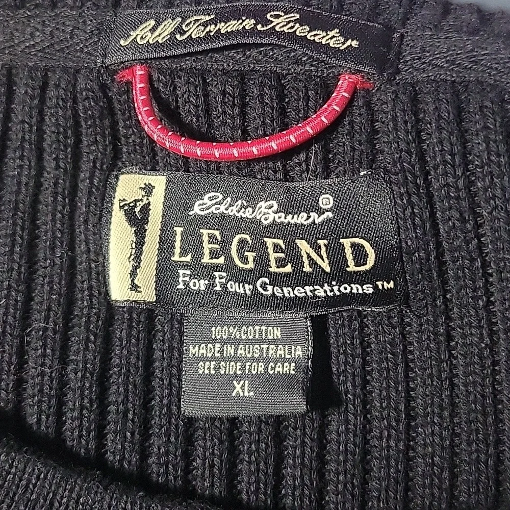 EDDIE‎ BAUER Legend Black Cotton Sweater XL - Picture 6 of 6